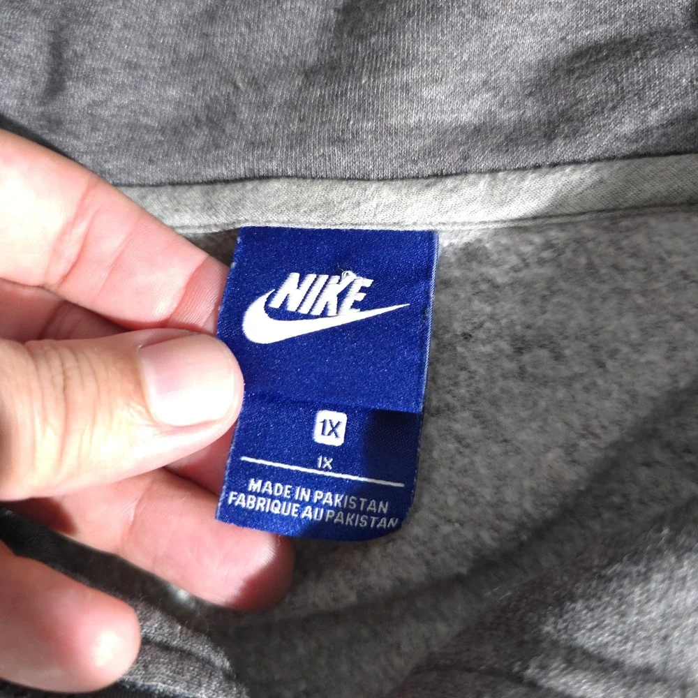 Nike Full Zip Hoodie Womens‎ 1X Grey Funnel Neck Fleece 942101 Sportswear Zip Up